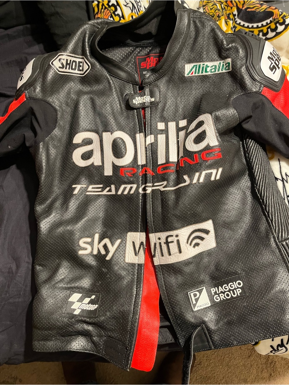 Aprilia  Racing Men's Black Leather Motorcycle Jacket